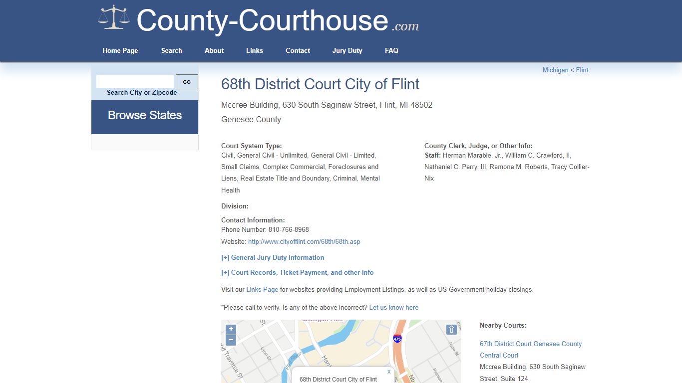 68th District Court City of Flint - County-Courthouse.com